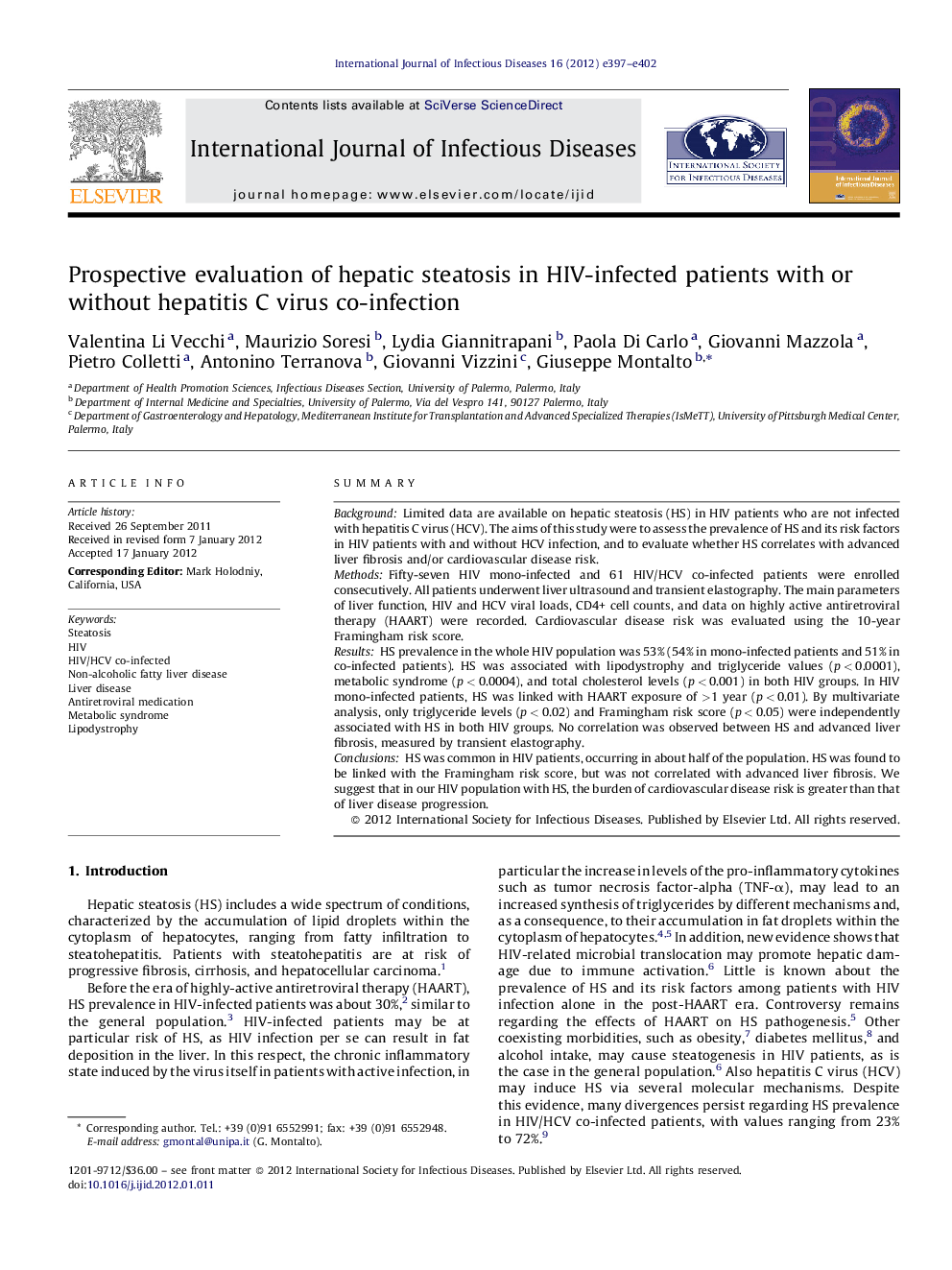 Prospective evaluation of hepatic steatosis in HIV-infected patients with or without hepatitis C virus co-infection