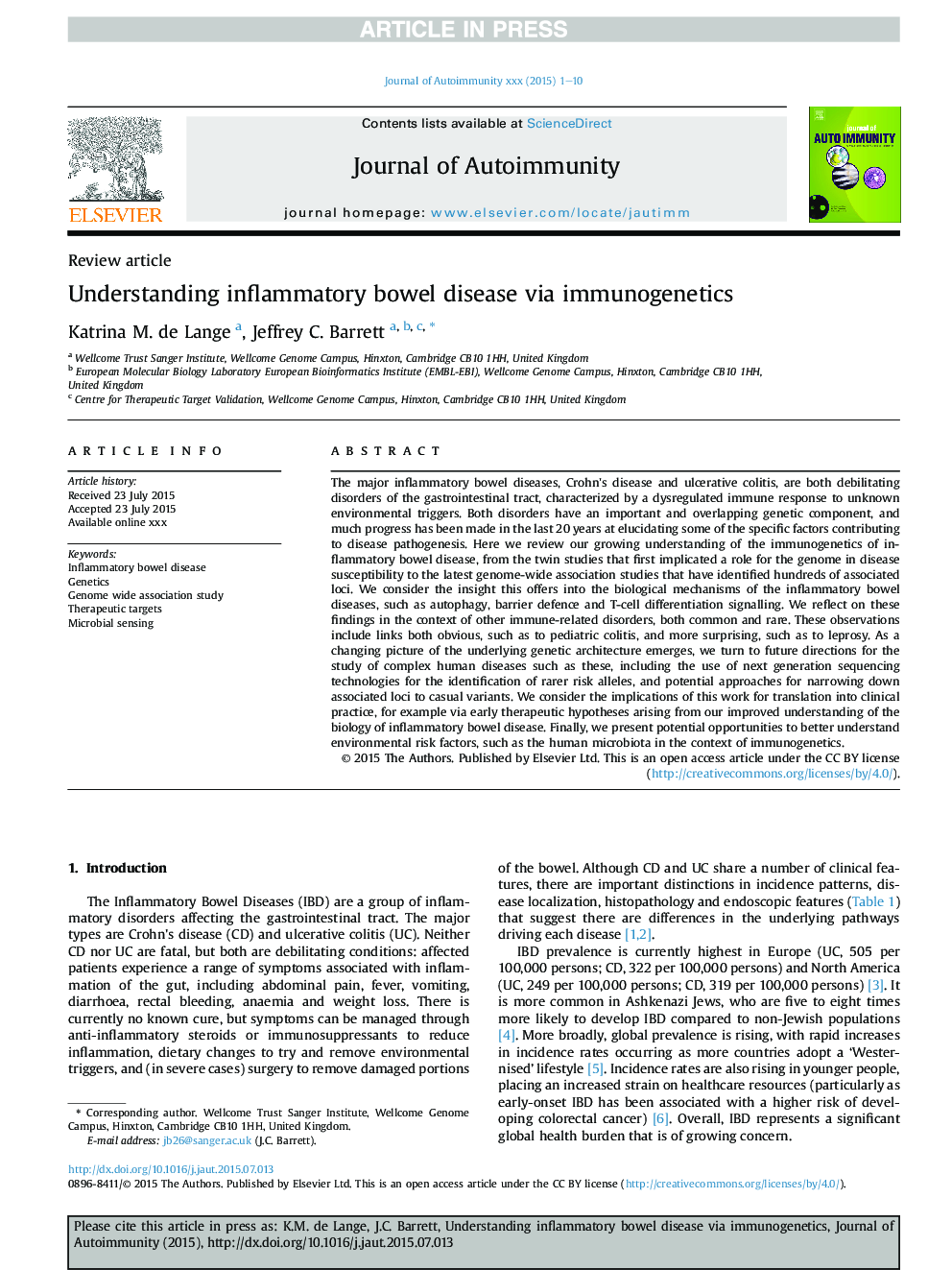 Understanding inflammatory bowel disease via immunogenetics