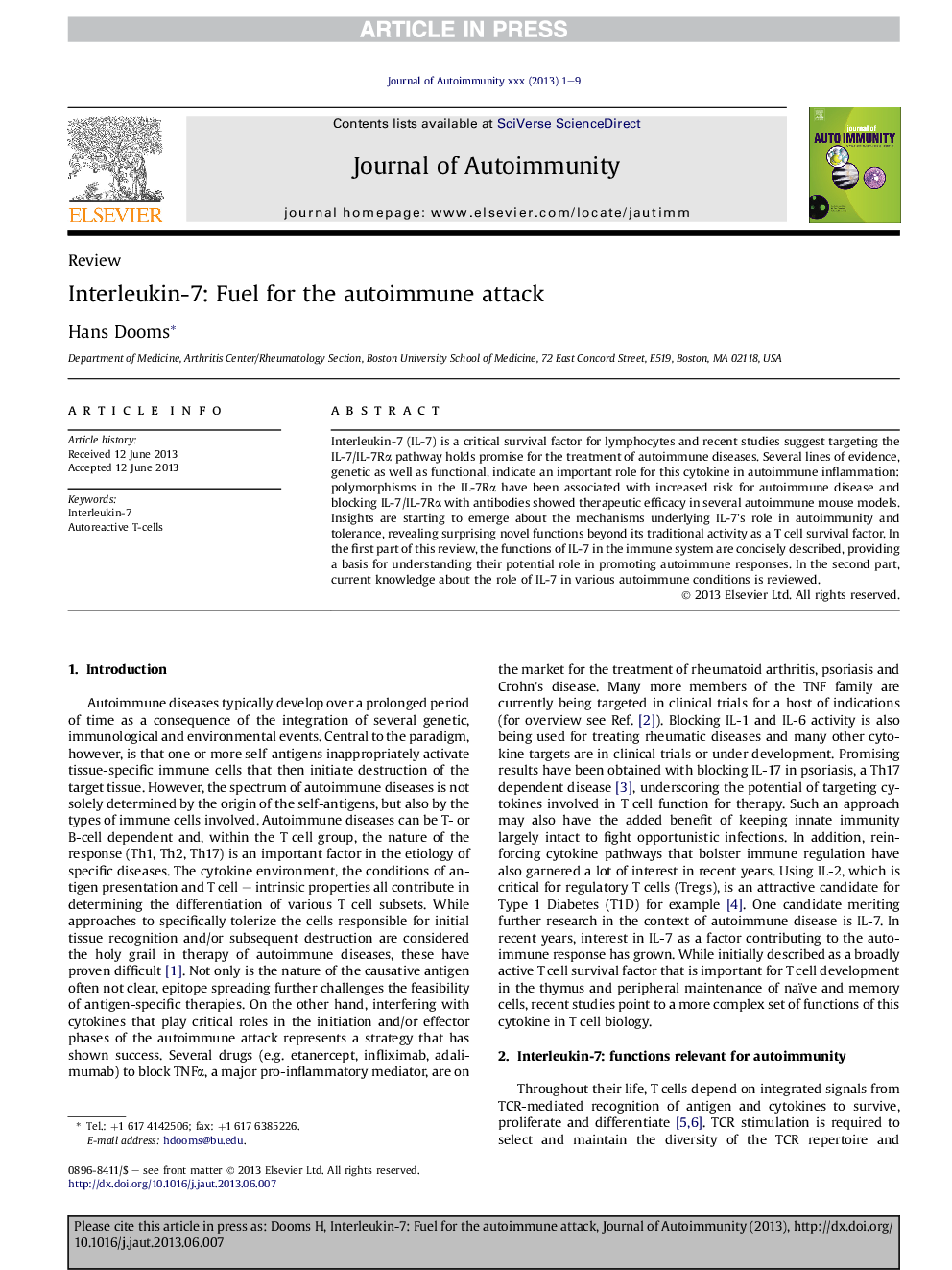 Interleukin-7: Fuel for the autoimmune attack