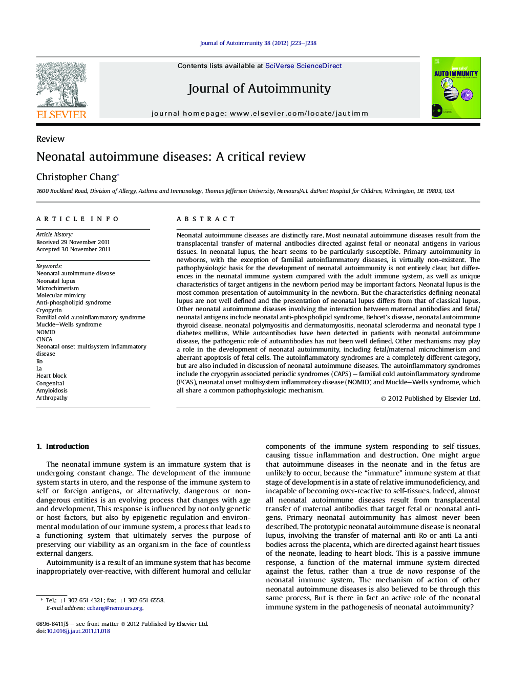 Neonatal autoimmune diseases: A critical review