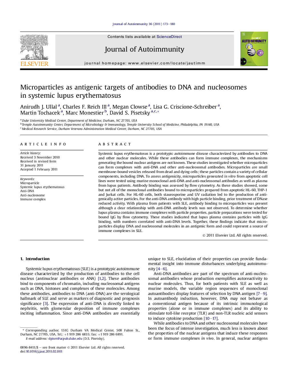 Microparticles as antigenic targets of antibodies to DNA and nucleosomes in systemic lupus erythematosus