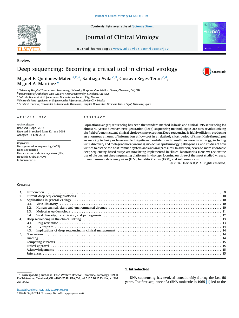 Deep sequencing: Becoming a critical tool in clinical virology