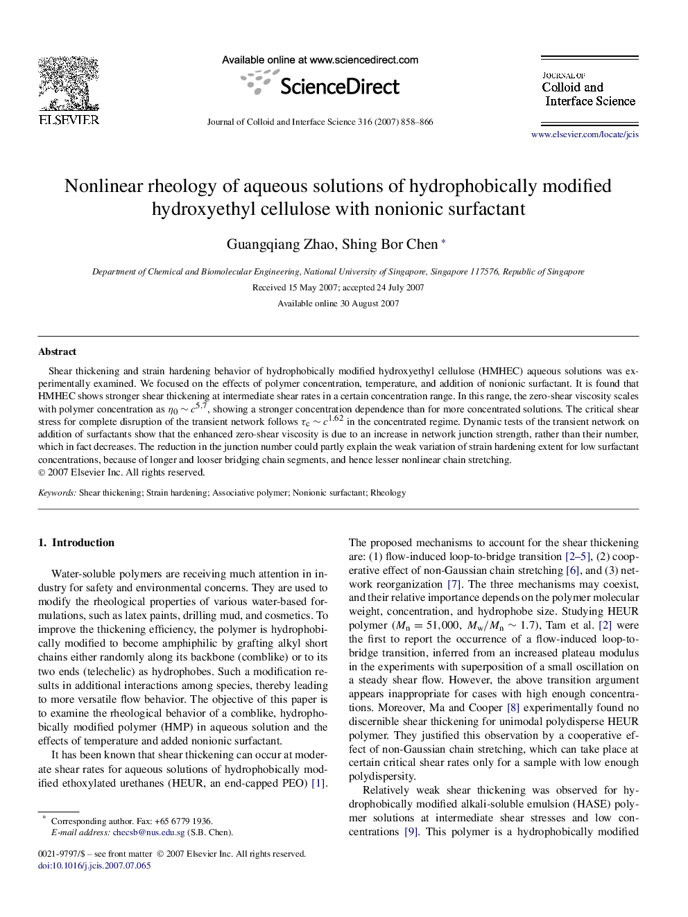 Nonlinear rheology of aqueous solutions of hydrophobically modified hydroxyethyl cellulose with nonionic surfactant