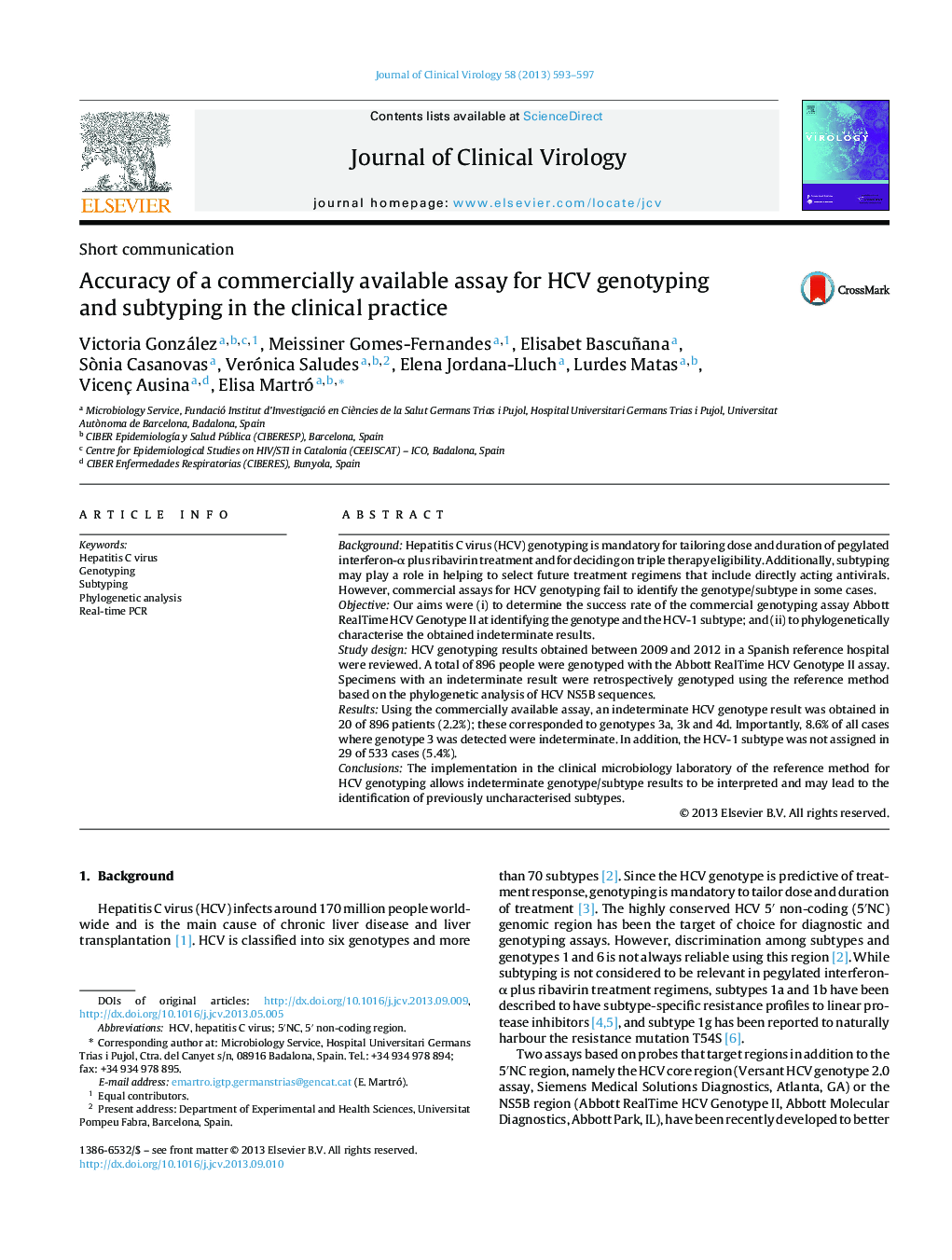 Accuracy of a commercially available assay for HCV genotyping and subtyping in the clinical practice