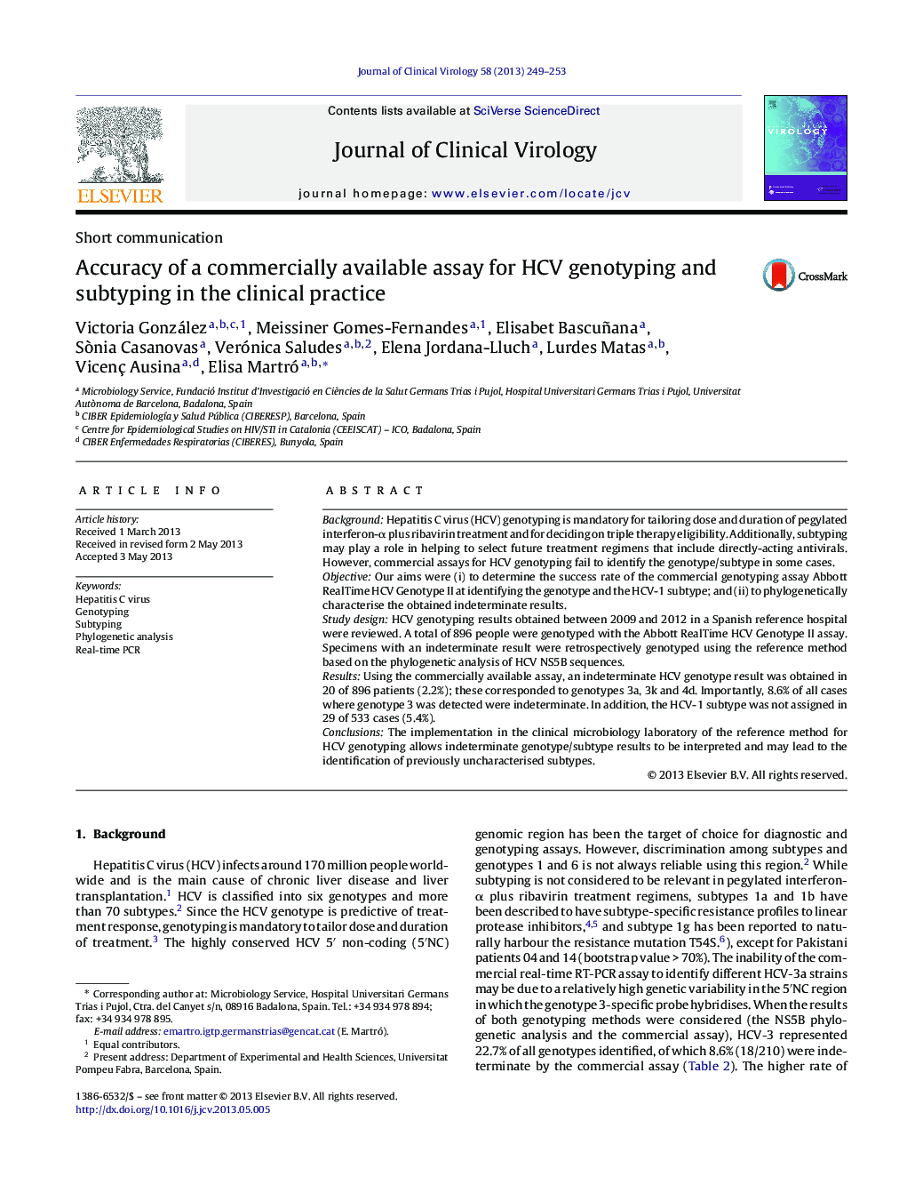 Accuracy of a commercially available assay for HCV genotyping and subtyping in the clinical practice