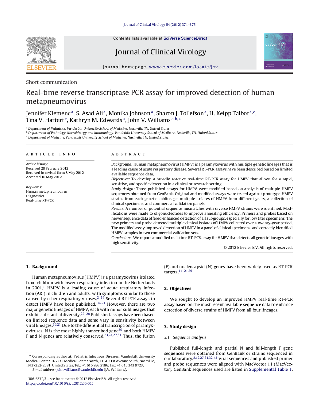 Real-time reverse transcriptase PCR assay for improved detection of human metapneumovirus