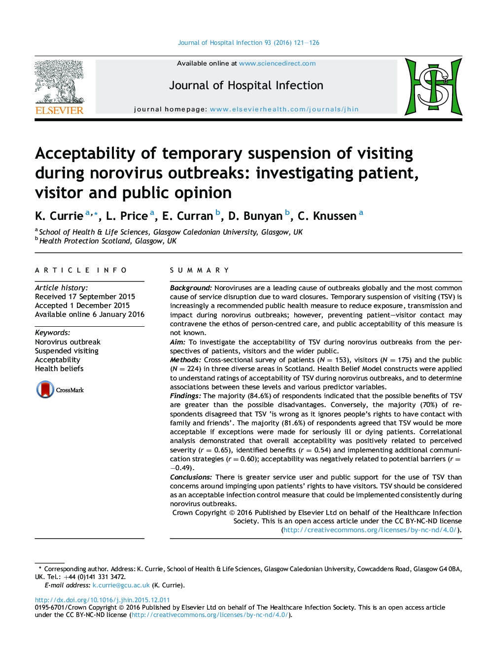 Acceptability of temporary suspension of visiting during norovirus outbreaks: investigating patient, visitor and public opinion