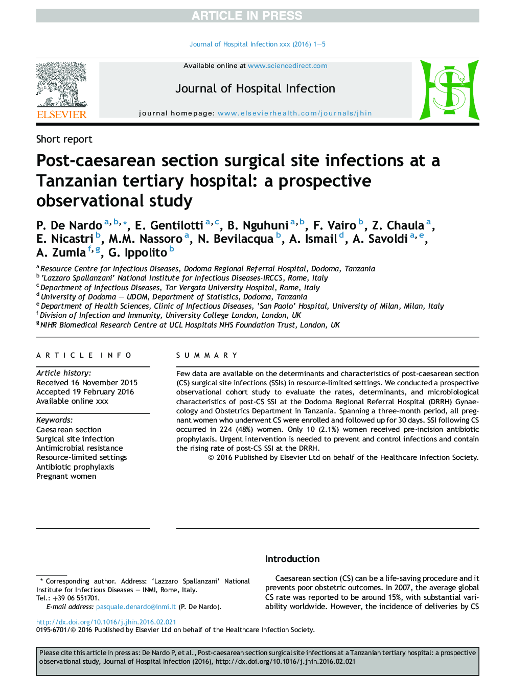 Post-caesarean section surgical site infections at a Tanzanian tertiary hospital: a prospective observational study