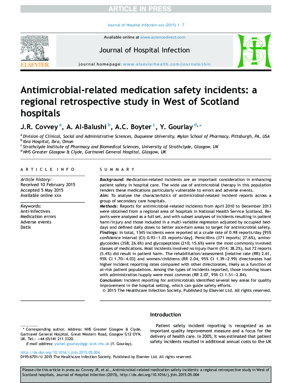 رویدادهای ایمنی داروهای مرتبط با آنتی بیوتیک: یک مطالعه گذشته نگر منطقه ای در بیمارستان های غرب اسکاتلند 
