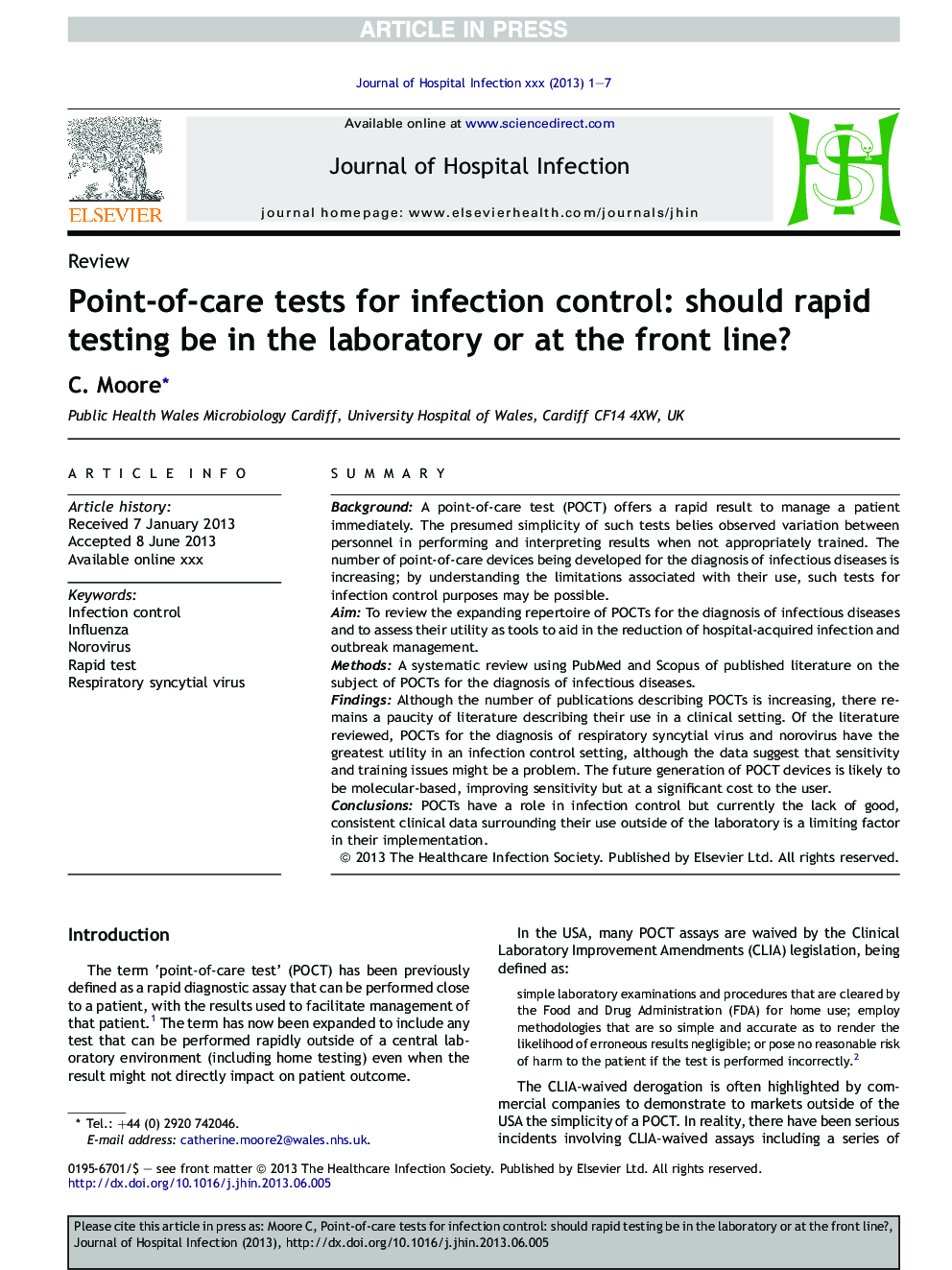 آزمایشات نقطه ای برای کنترل عفونت: باید آزمایش سریع در آزمایشگاه یا در خط مقدم انجام شود؟ 