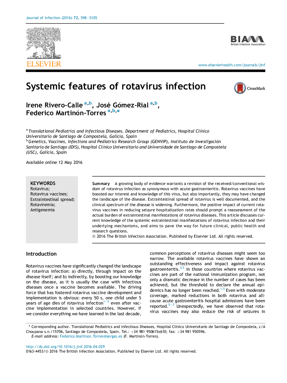 Systemic features of rotavirus infection