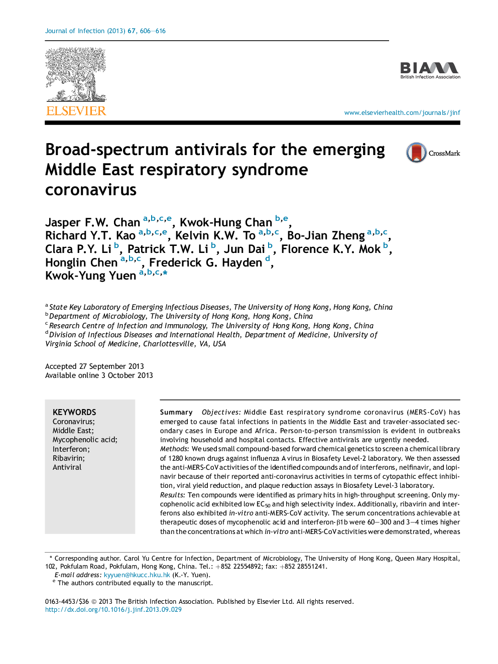 Broad-spectrum antivirals for the emerging Middle East respiratory syndrome coronavirus