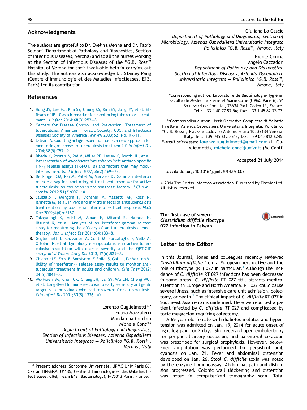 The first case of severe Clostridium difficile ribotype 027 infection in Taiwan