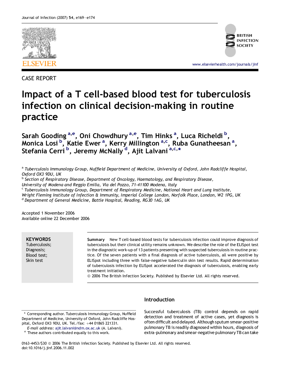 Impact of a T cell-based blood test for tuberculosis infection on clinical decision-making in routine practice