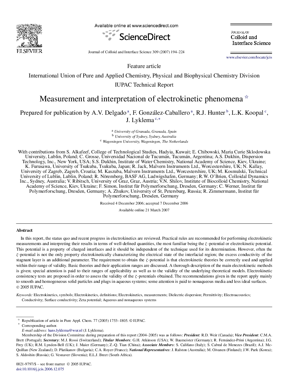 Measurement and interpretation of electrokinetic phenomena 