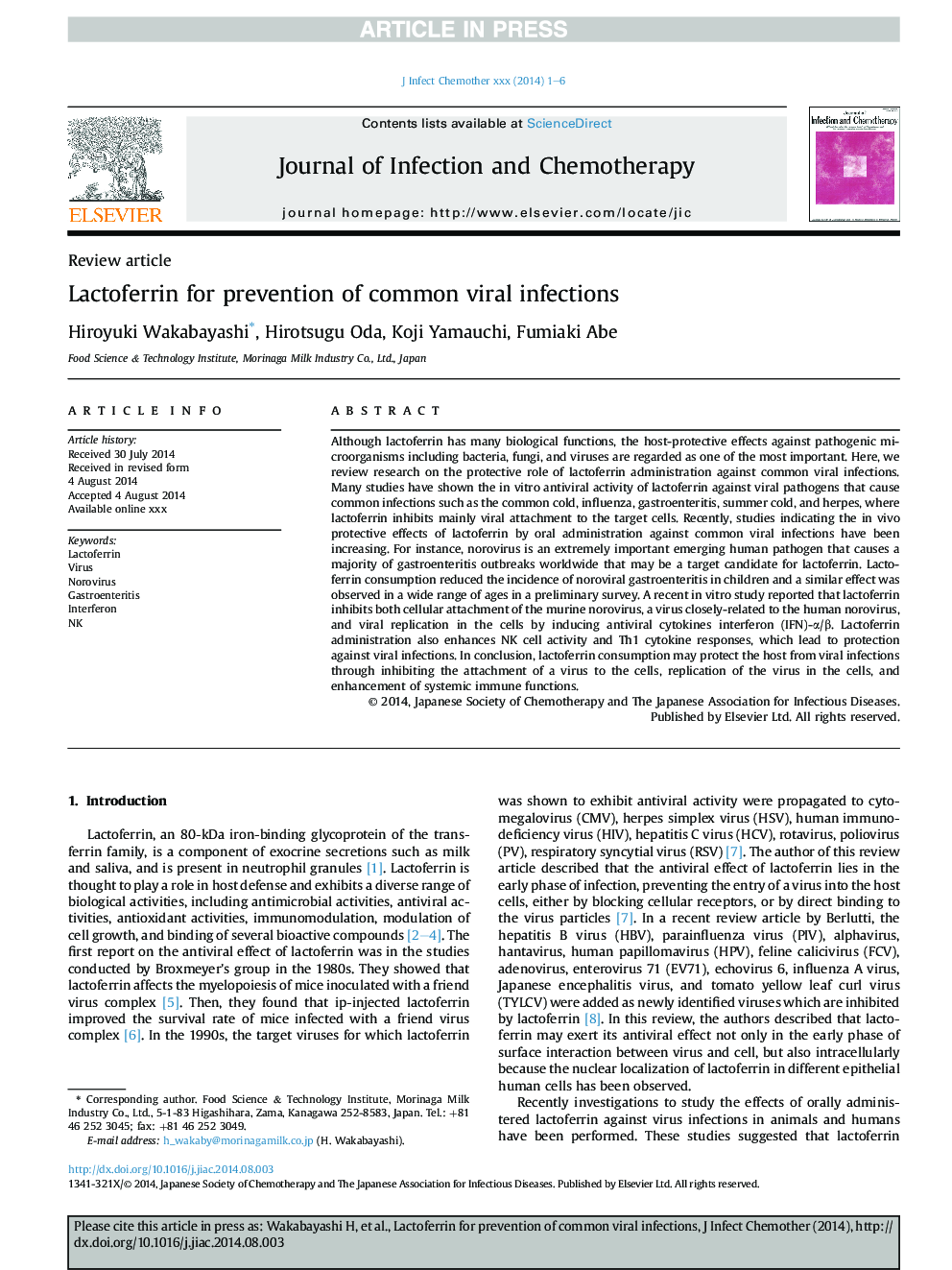 Lactoferrin for prevention of common viral infections