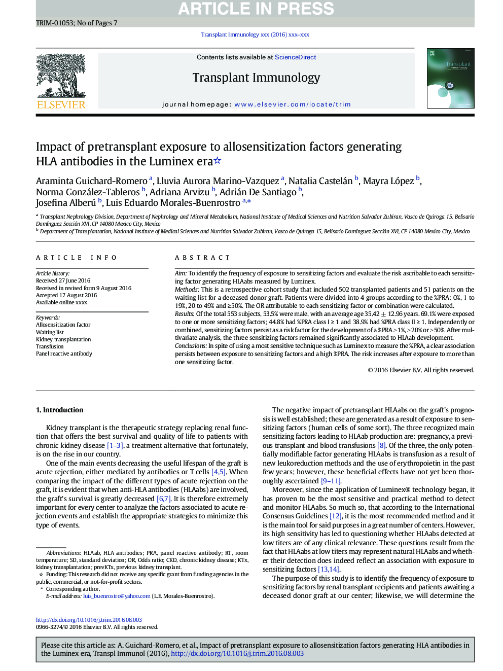 Impact of pretransplant exposure to allosensitization factors generating HLA antibodies in the Luminex era