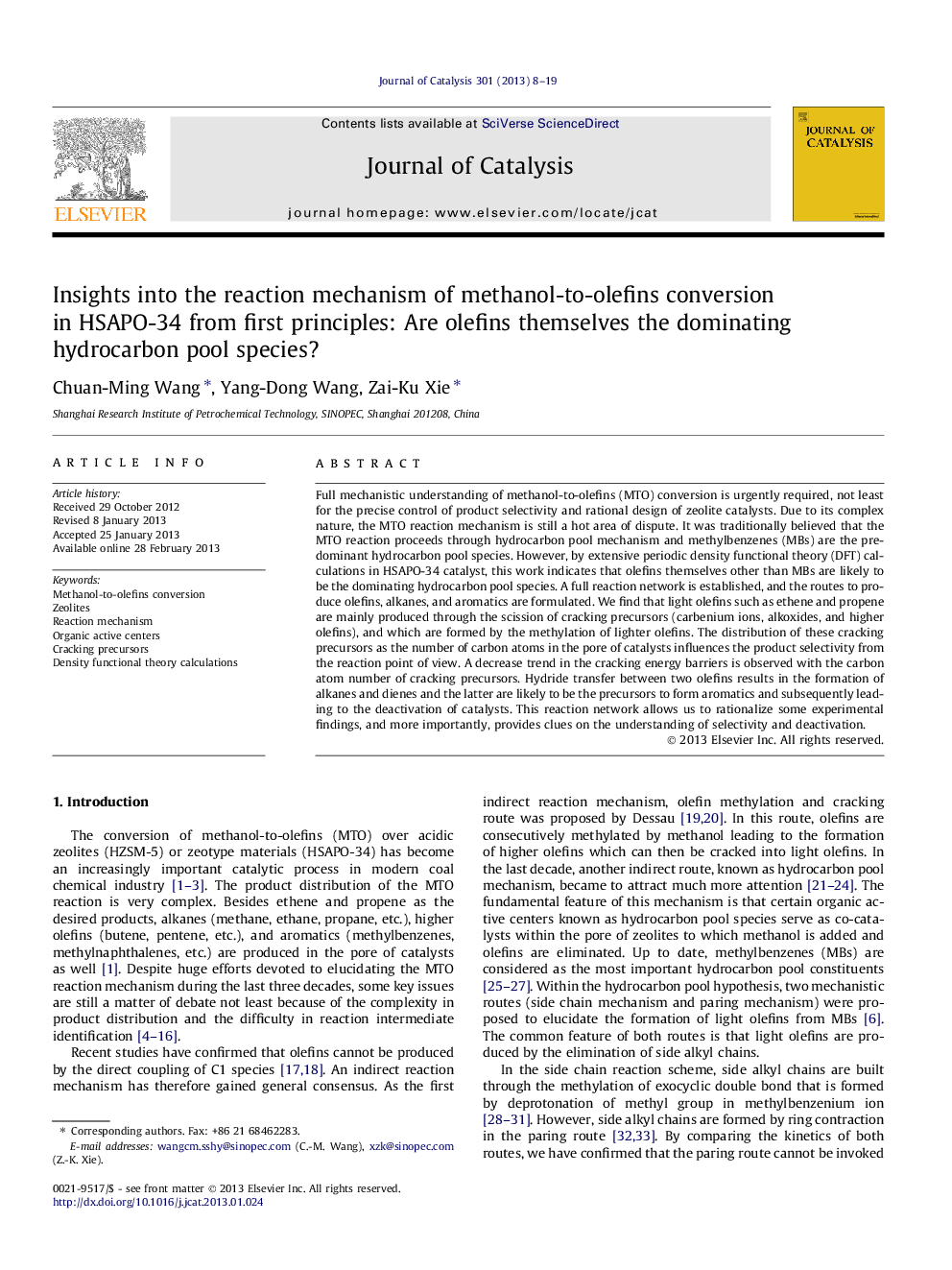 Insights into the reaction mechanism of methanol-to-olefins conversion in HSAPO-34 from first principles: Are olefins themselves the dominating hydrocarbon pool species?