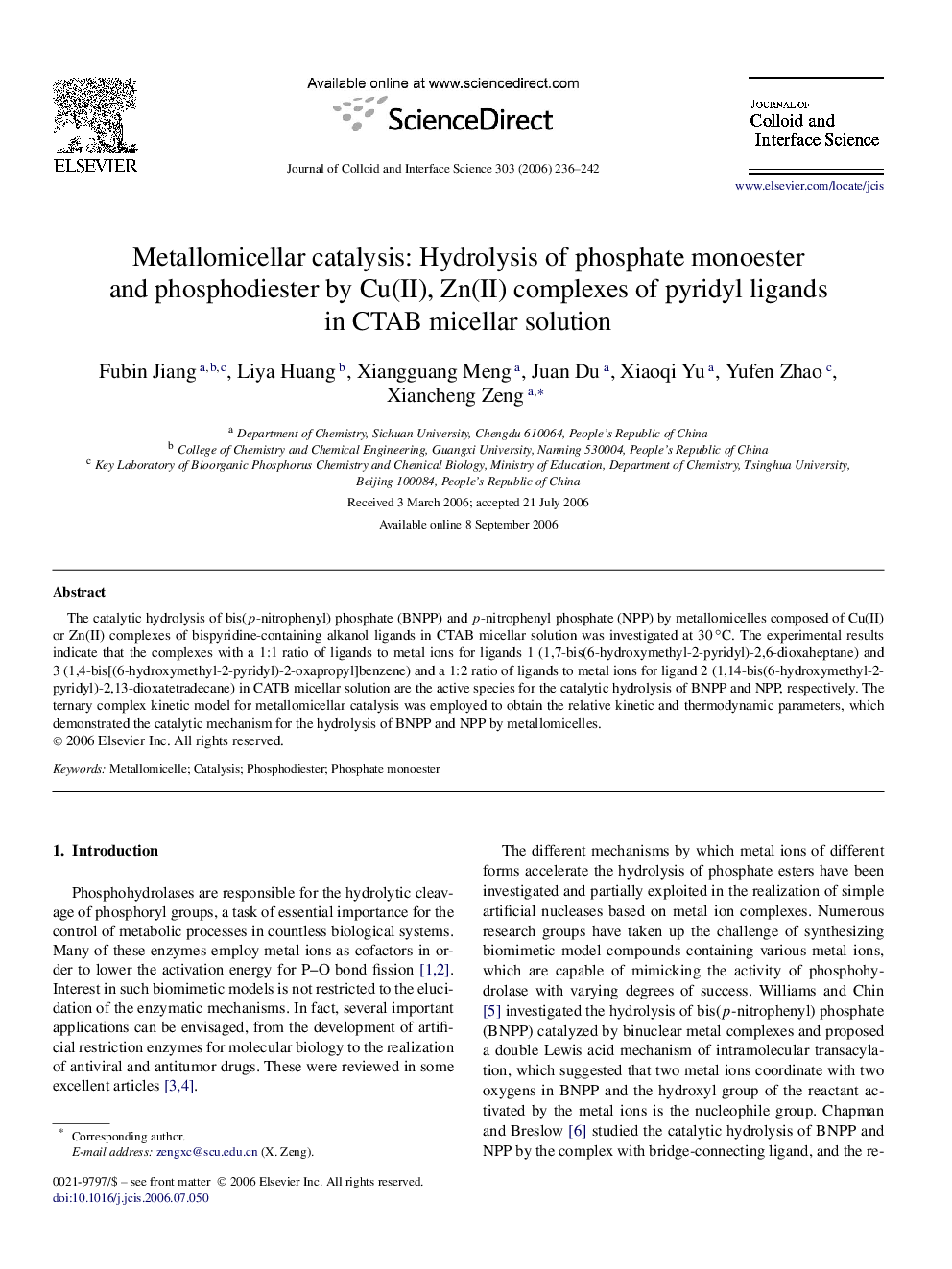 Metallomicellar catalysis: Hydrolysis of phosphate monoester and phosphodiester by Cu(II), Zn(II) complexes of pyridyl ligands in CTAB micellar solution