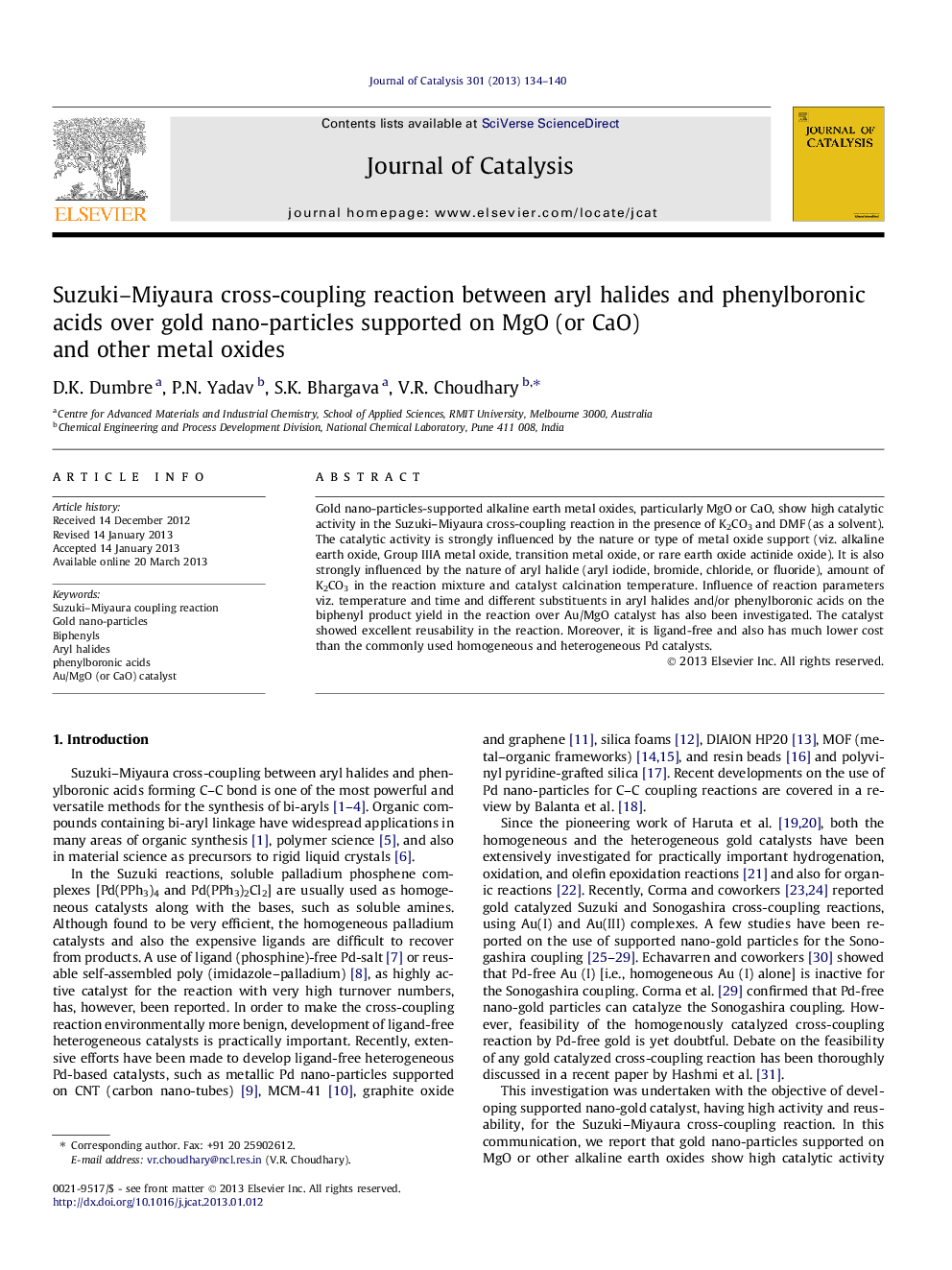 Suzuki–Miyaura cross-coupling reaction between aryl halides and phenylboronic acids over gold nano-particles supported on MgO (or CaO) and other metal oxides