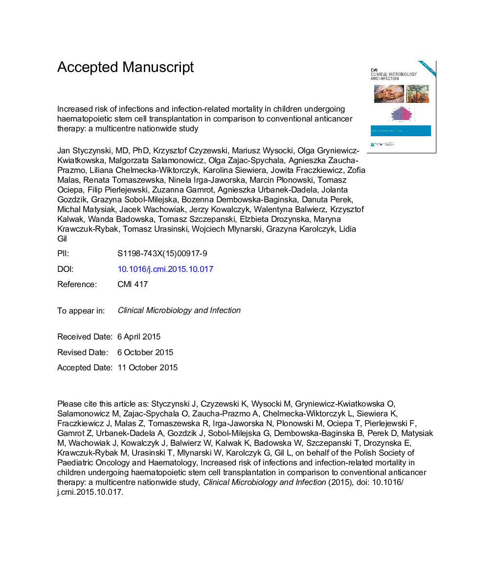 Increased risk of infections and infection-related mortality in children undergoing haematopoietic stem cell transplantation compared to conventional anticancer therapy: a multicentre nationwide study