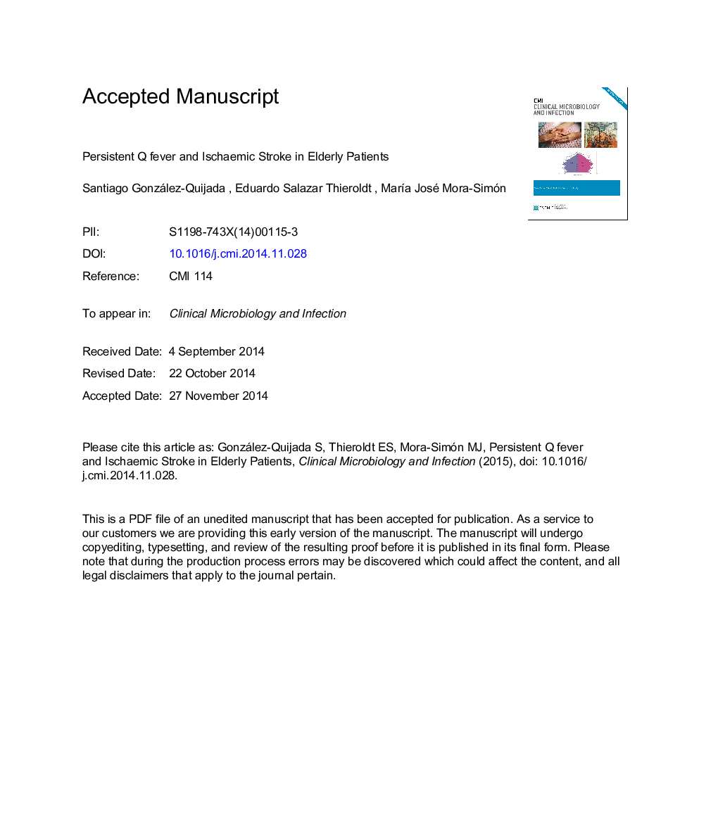 Persistent Q fever and ischaemic stroke in elderly patients