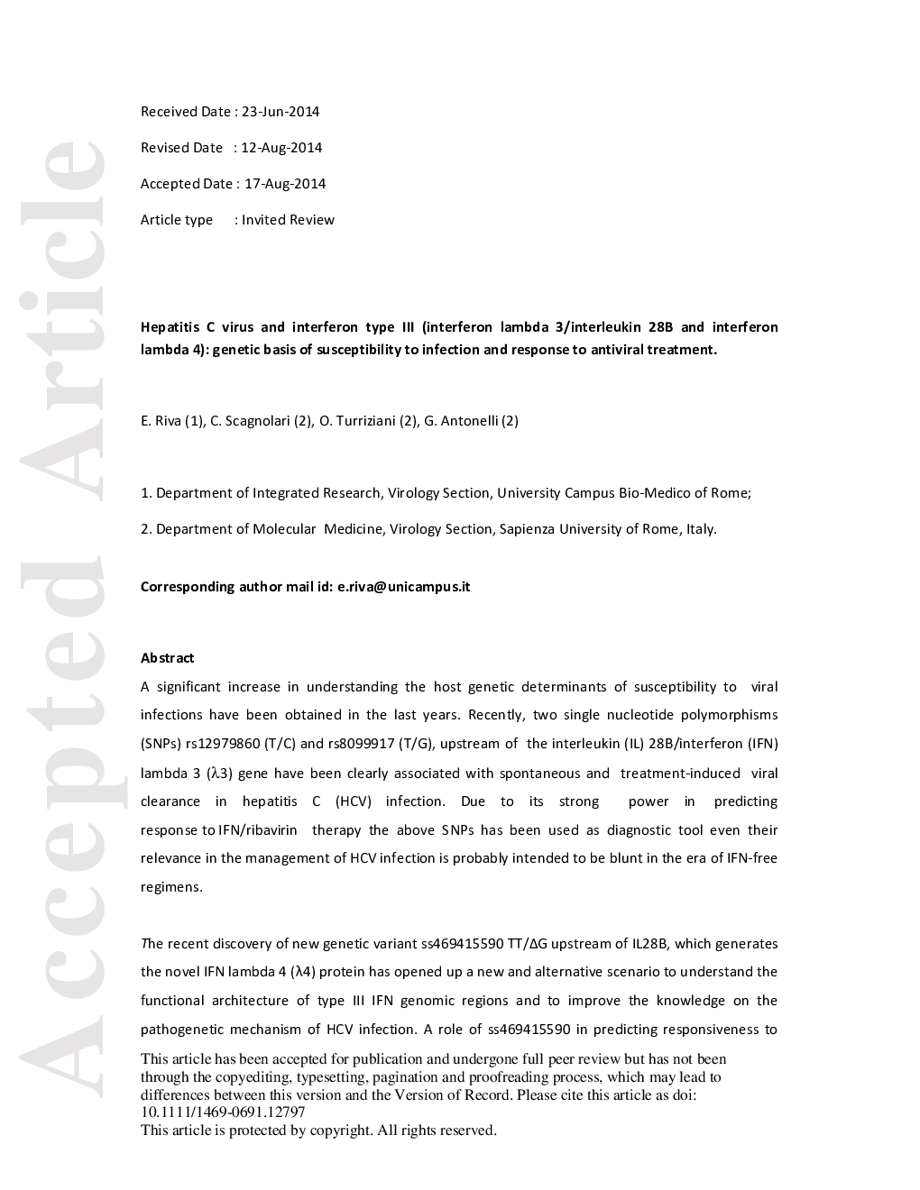 Hepatitis C virus and interferon type III (interferon-Î»3/interleukin-28B and interferon-Î»4): genetic basis of susceptibility to infection and response to antiviral treatment