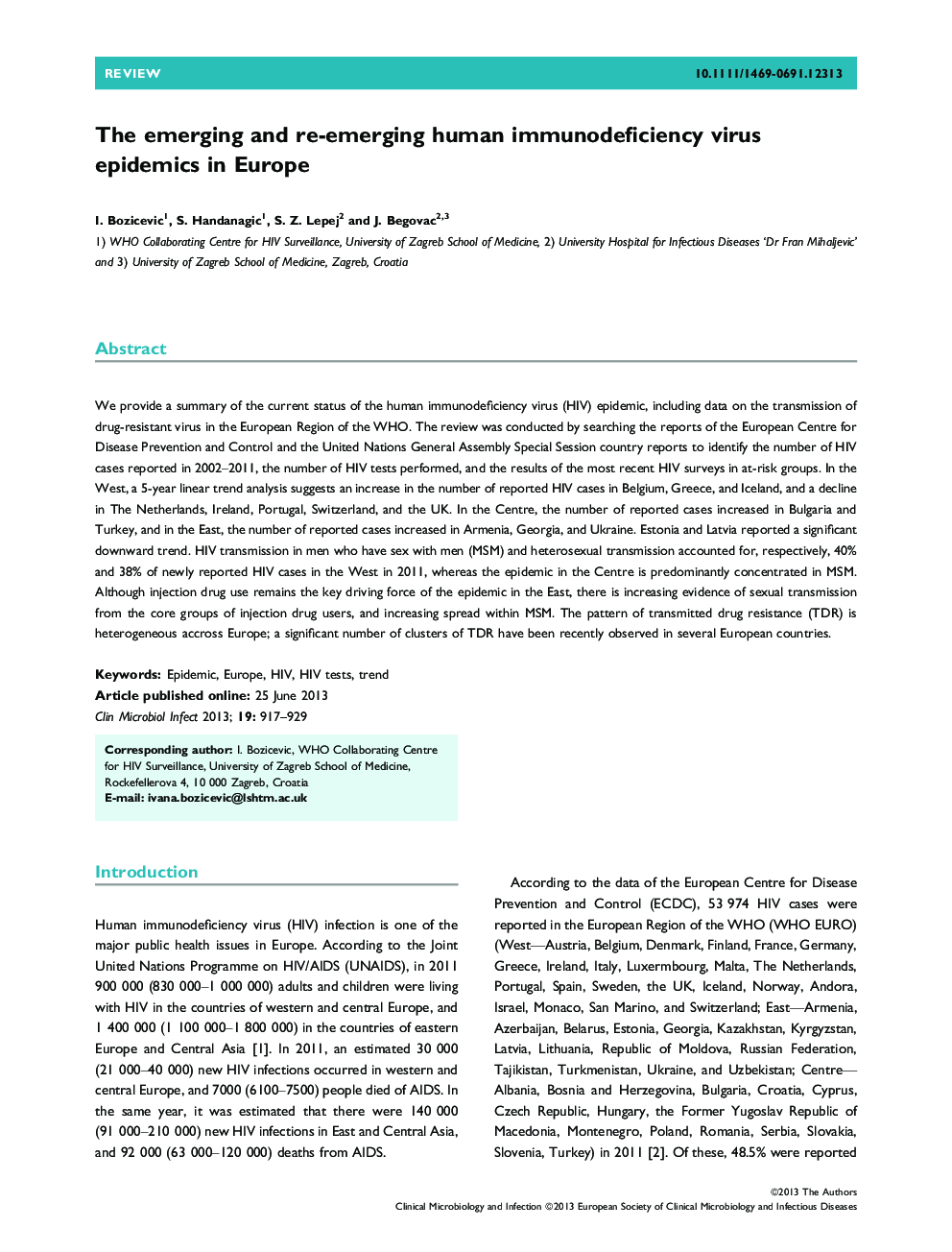 The emerging and re-emerging human immunodeficiency virus epidemics in Europe