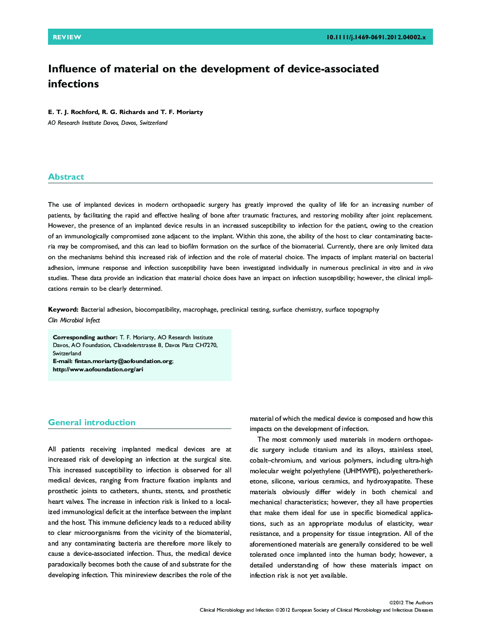 Influence of material on the development of device-associated infections