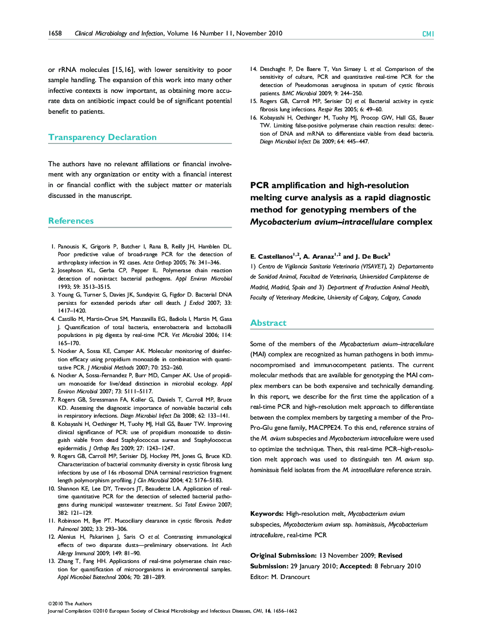 PCR amplification and high-resolution melting curve analysis as a rapid diagnostic method for genotyping members of the Mycobacterium avium-intracellulare complex