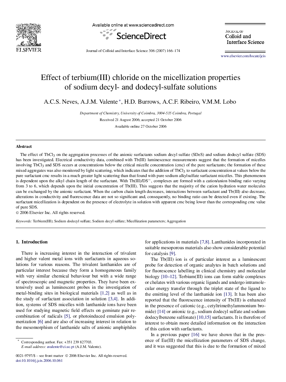 Effect of terbium(III) chloride on the micellization properties of sodium decyl- and dodecyl-sulfate solutions