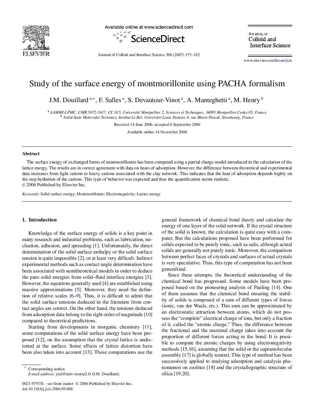 Study of the surface energy of montmorillonite using PACHA formalism