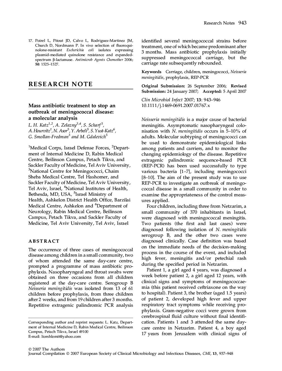 Mass antibiotic treatment to stop an outbreak of meningococcal disease: a molecular analysis