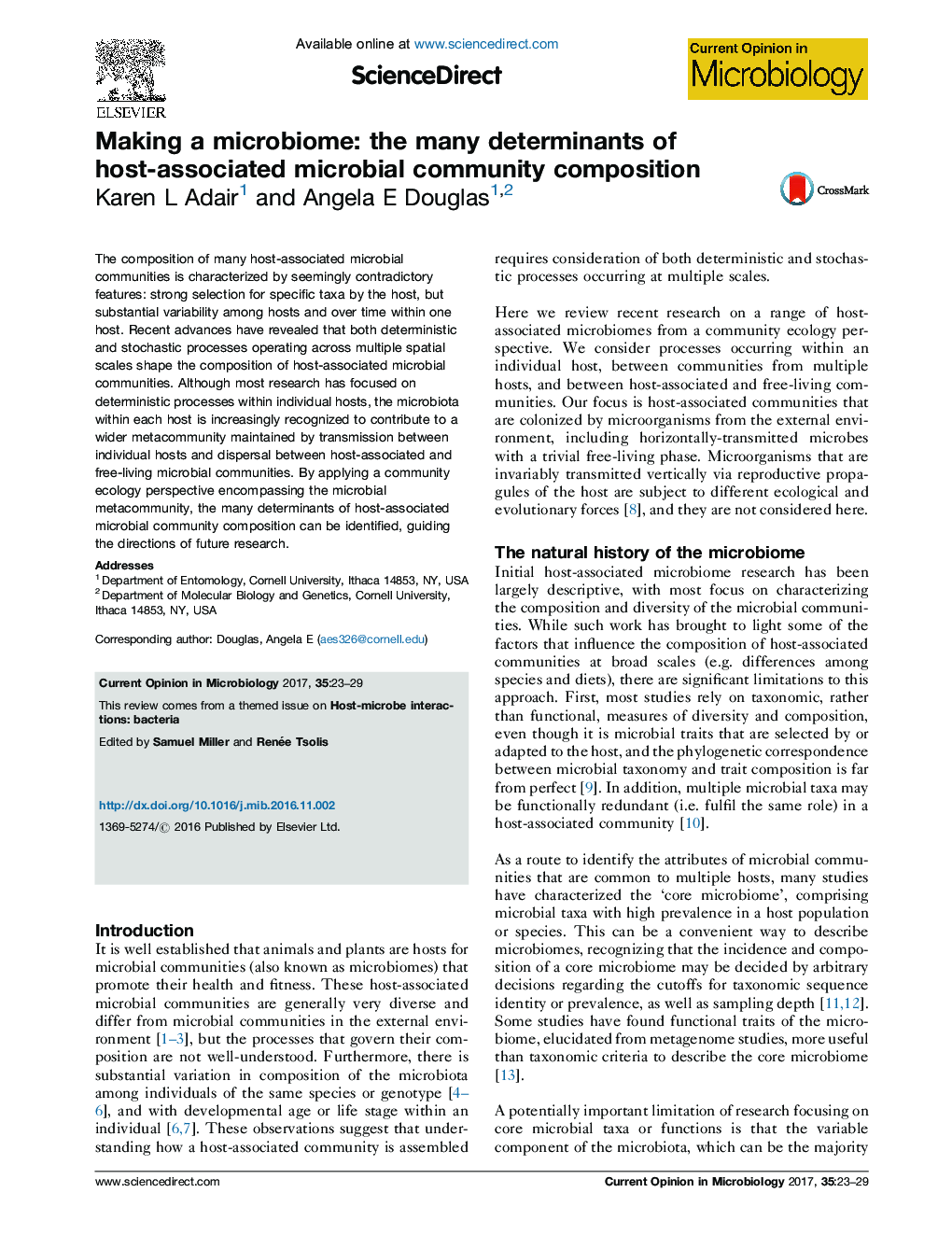 Making a microbiome: the many determinants of host-associated microbial community composition