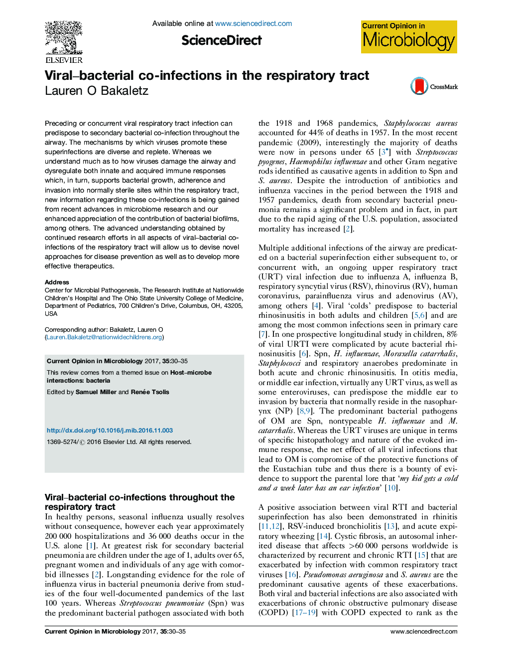 Viral-bacterial co-infections in the respiratory tract