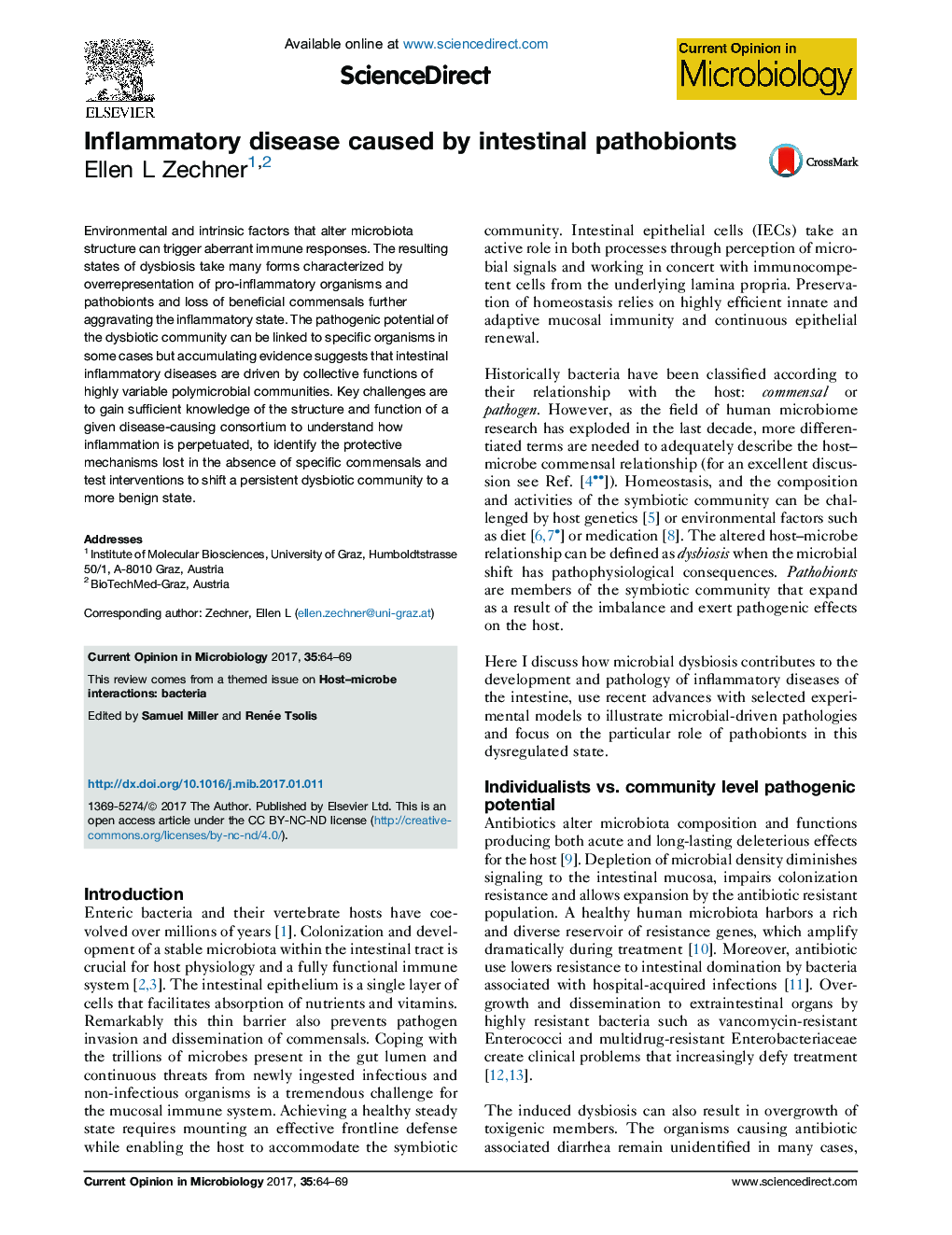 Inflammatory disease caused by intestinal pathobionts