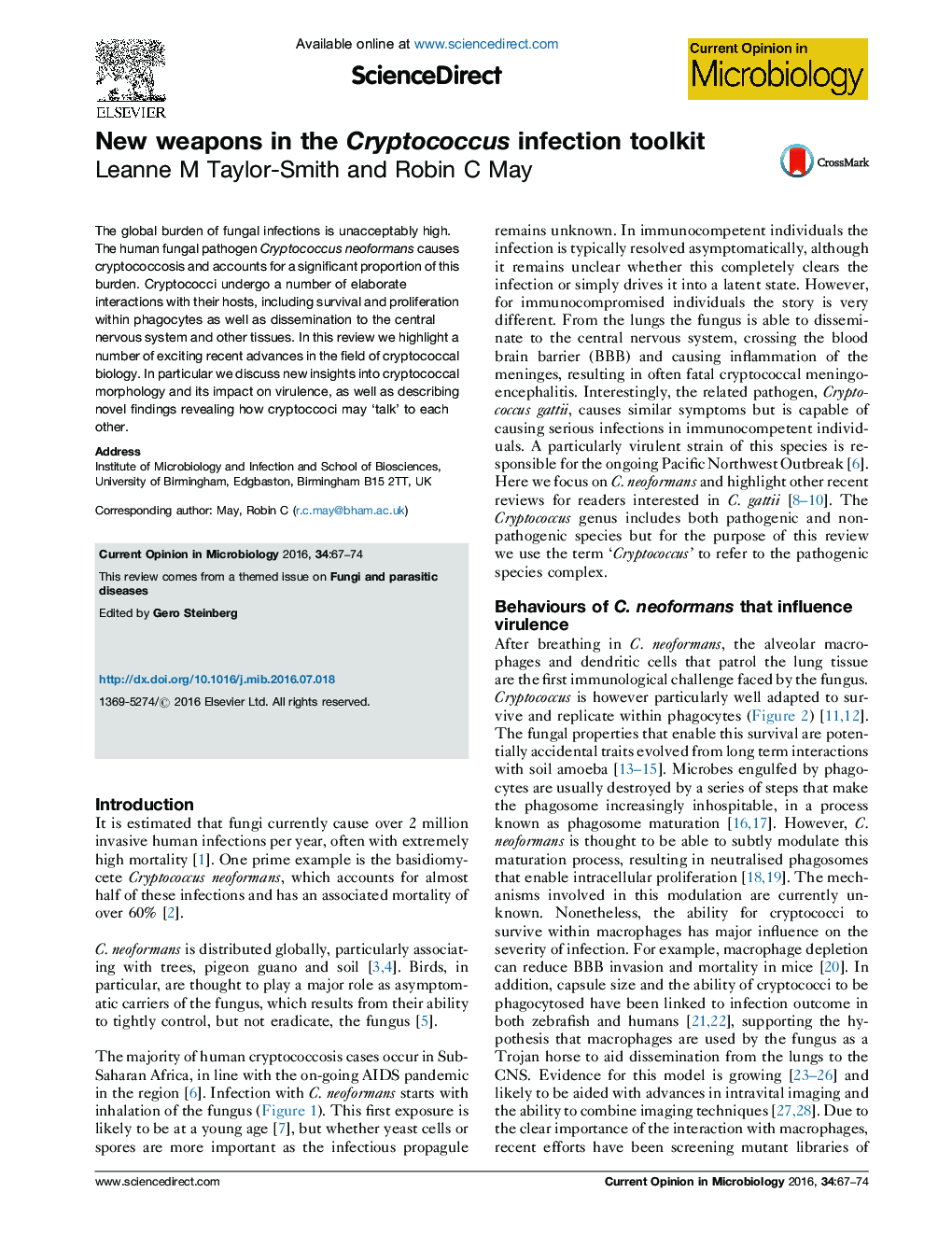 New weapons in the Cryptococcus infection toolkit