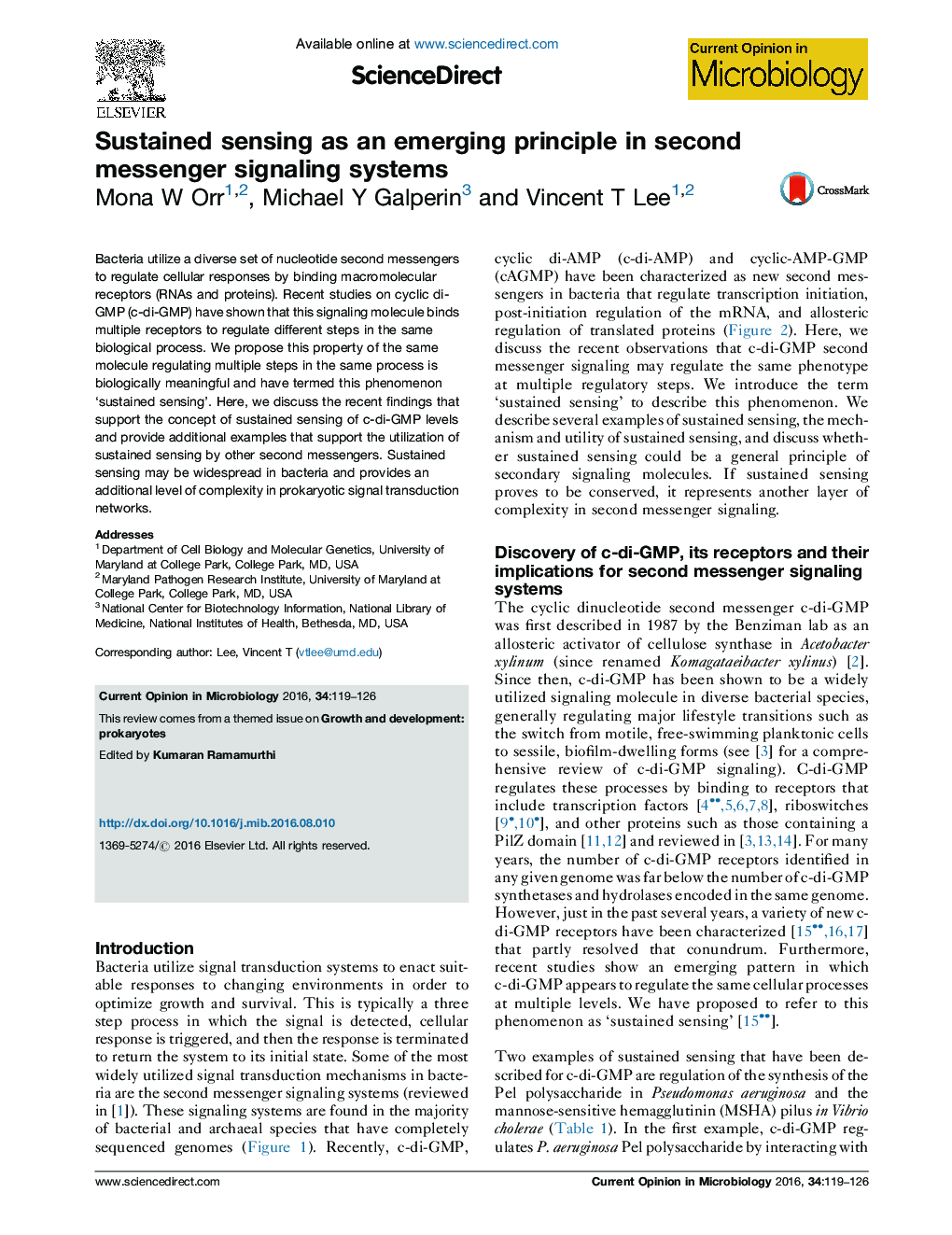 Sustained sensing as an emerging principle in second messenger signaling systems