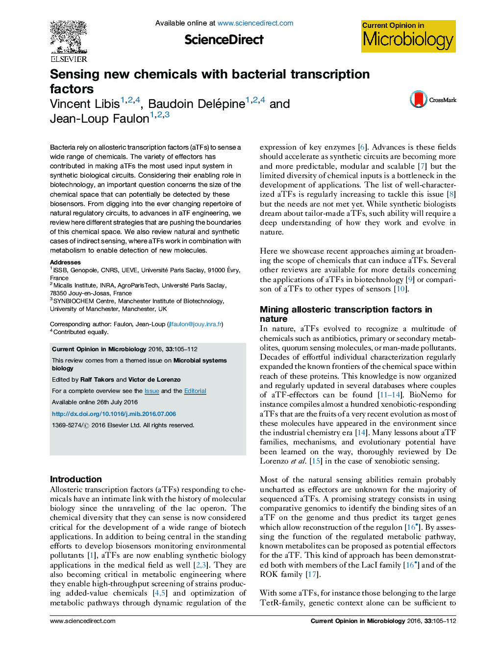 Sensing new chemicals with bacterial transcription factors