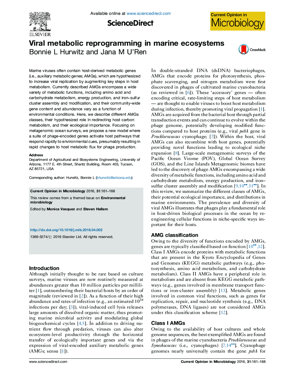 Viral metabolic reprogramming in marine ecosystems