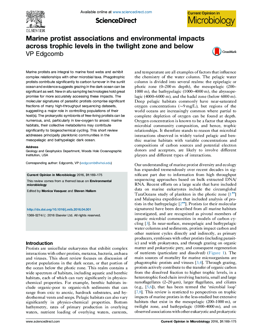 Marine protist associations and environmental impacts across trophic levels in the twilight zone and below