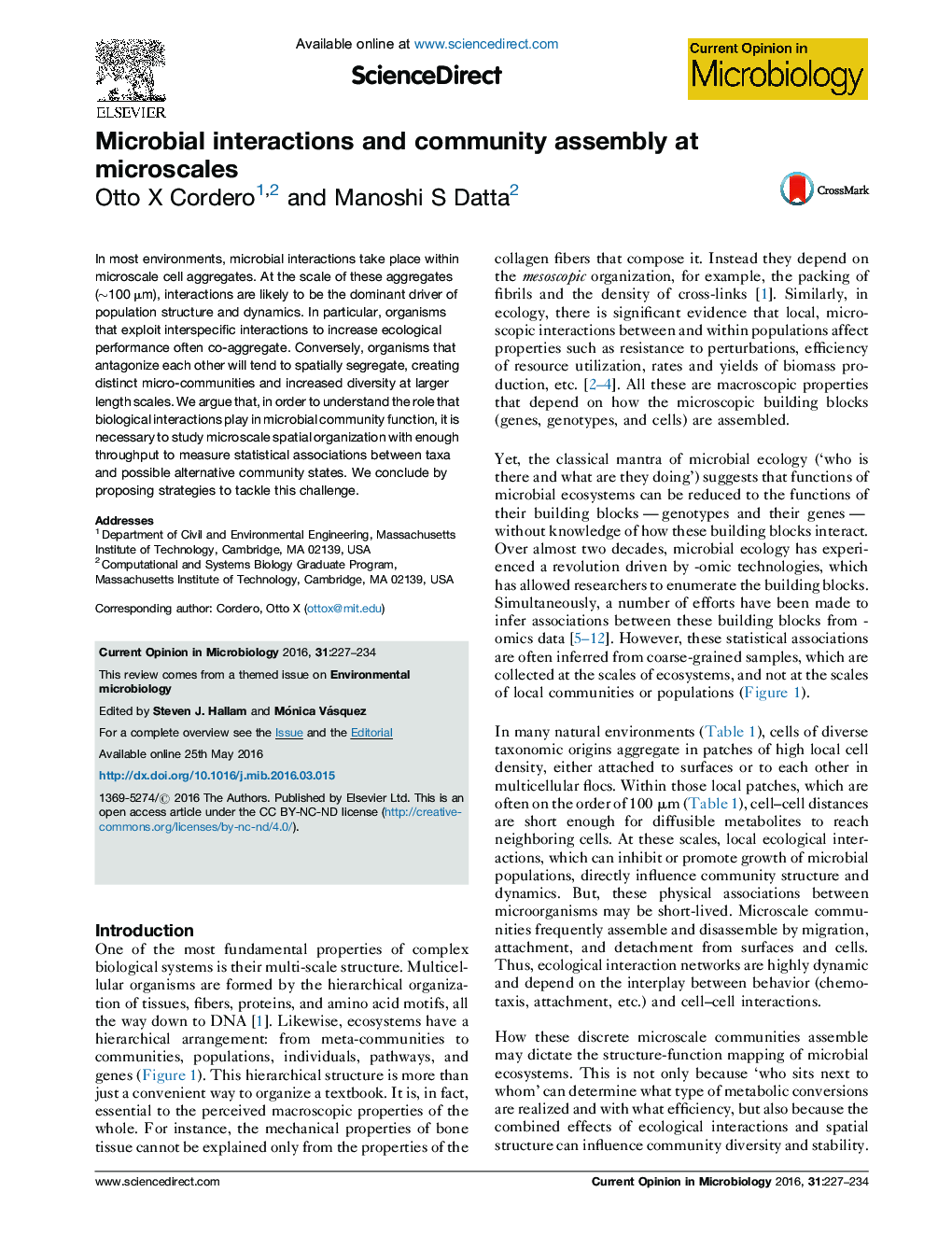 Microbial interactions and community assembly at microscales