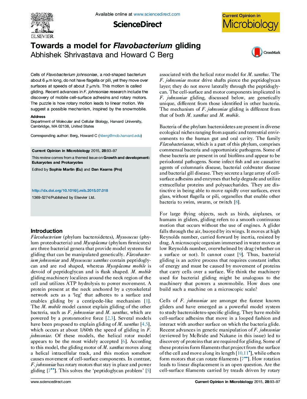 Towards a model for Flavobacterium gliding