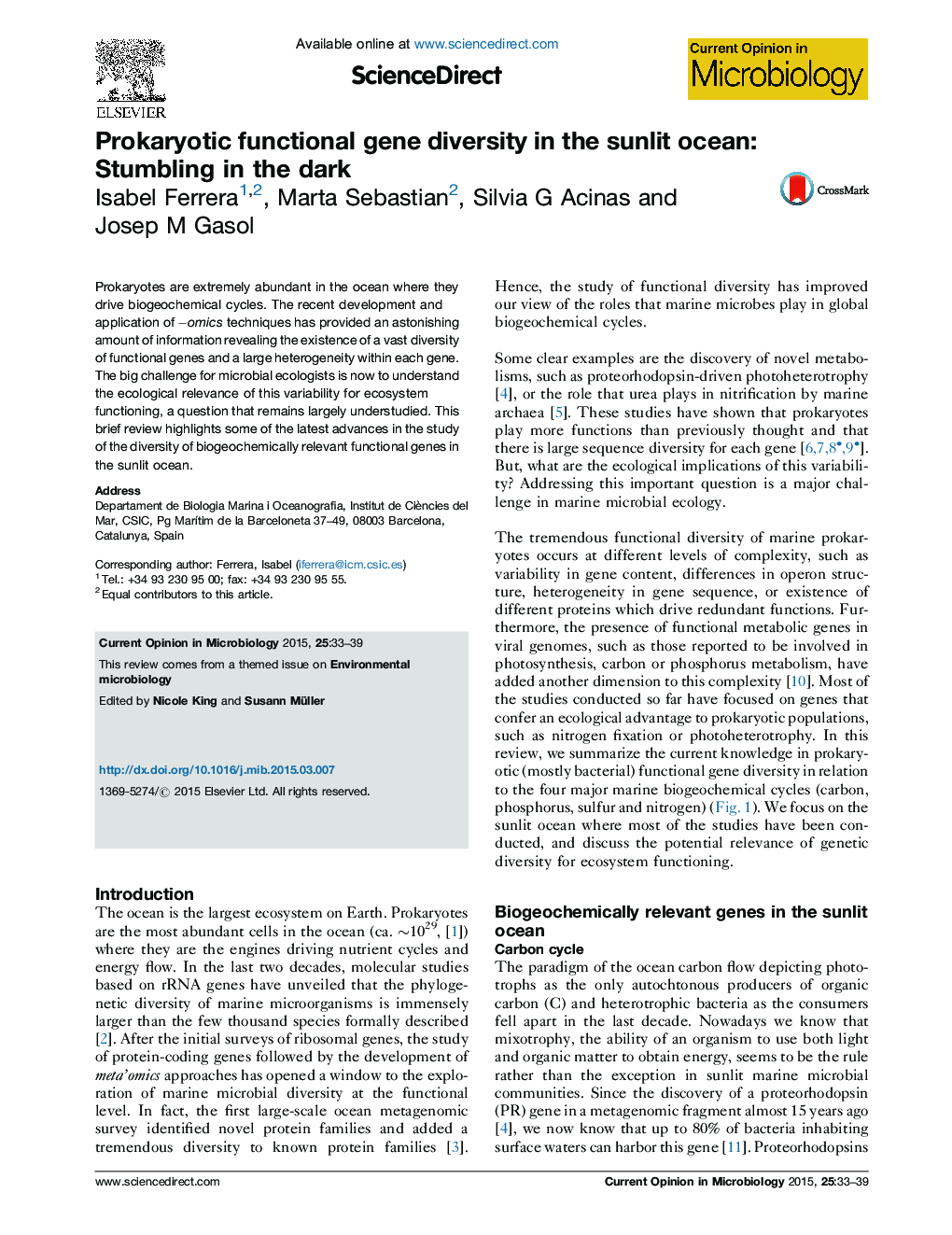 Prokaryotic functional gene diversity in the sunlit ocean: Stumbling in the dark