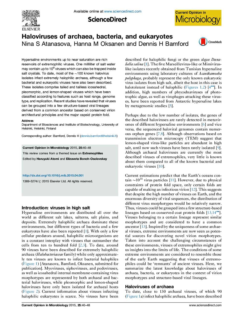 Haloviruses of archaea, bacteria, and eukaryotes