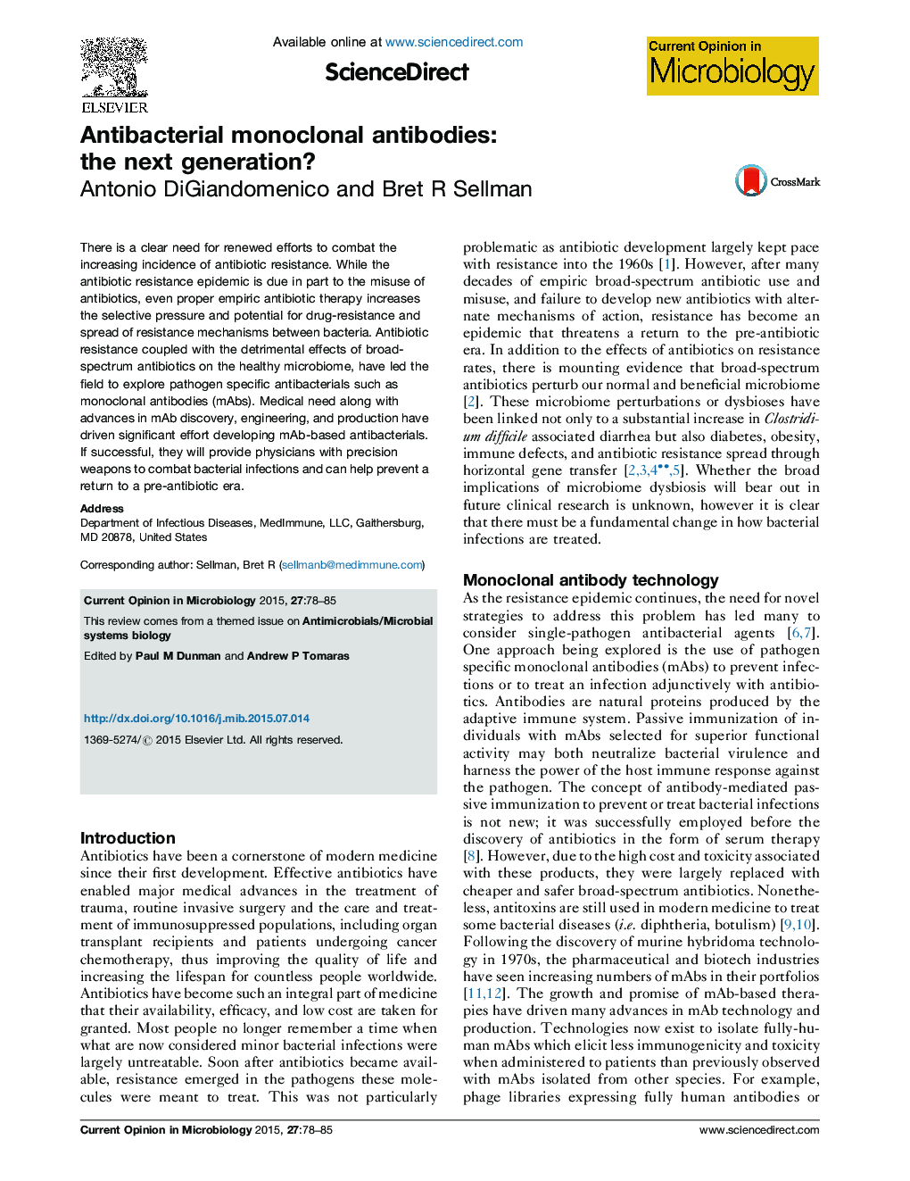 Antibacterial monoclonal antibodies: the next generation?