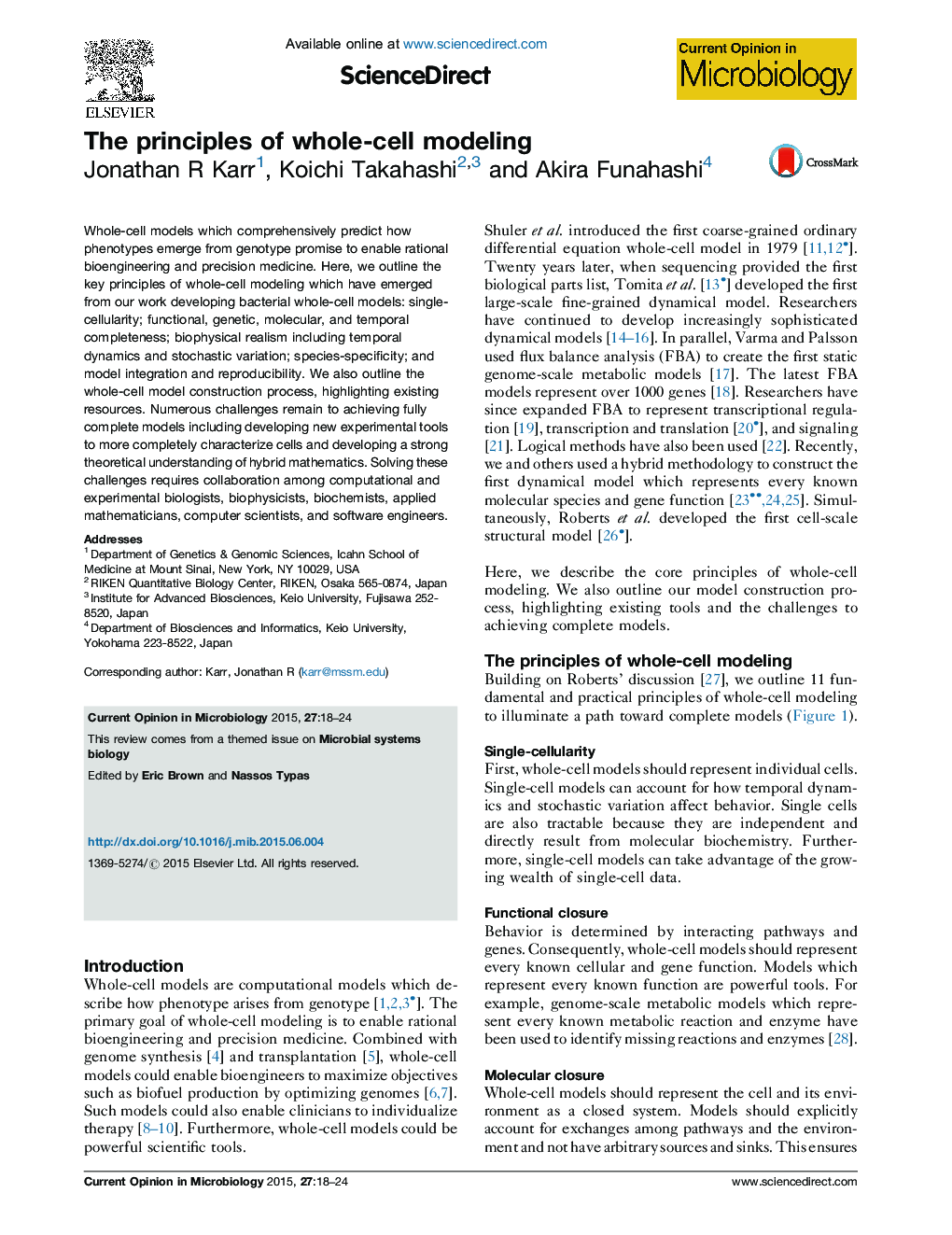 The principles of whole-cell modeling