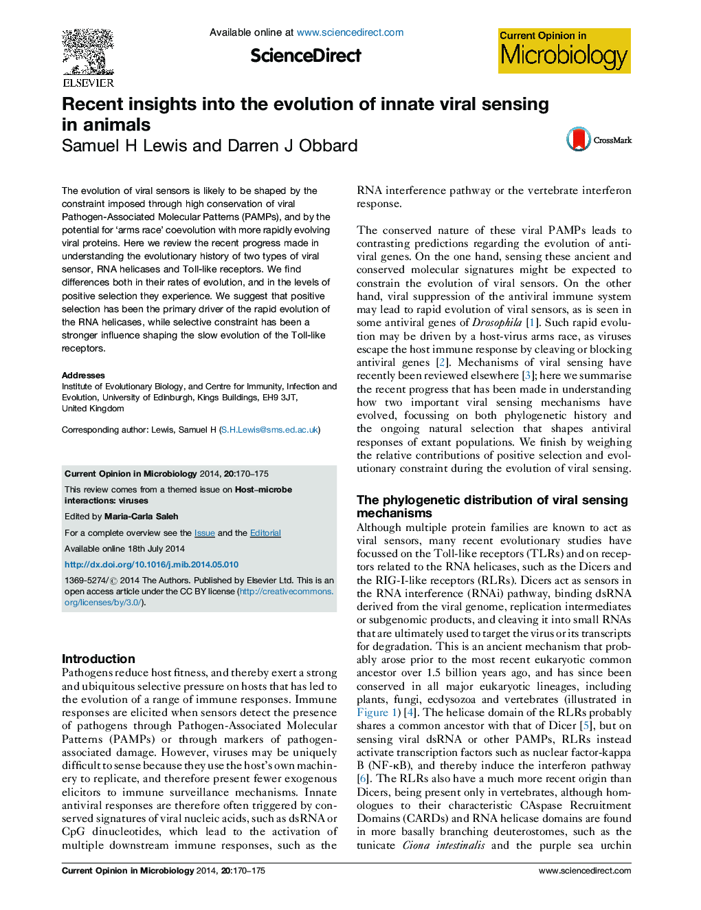 Recent insights into the evolution of innate viral sensing in animals