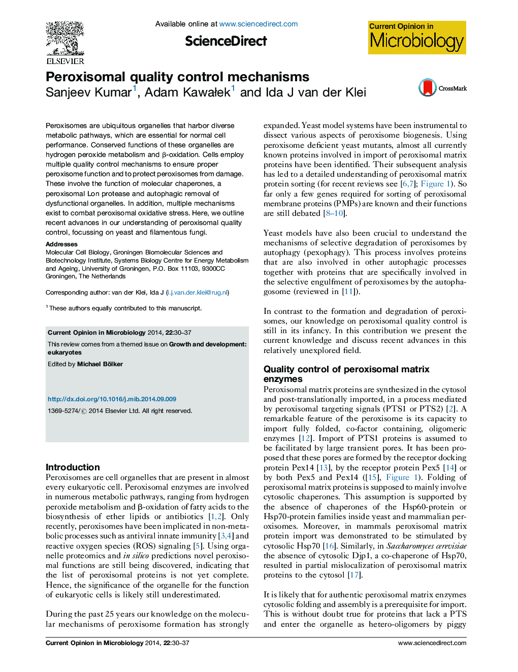 Peroxisomal quality control mechanisms