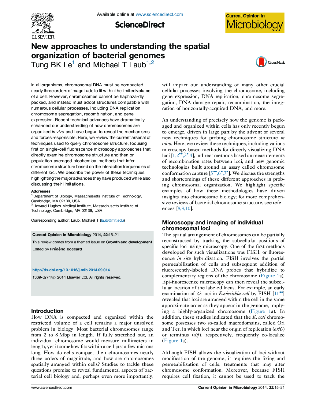 New approaches to understanding the spatial organization of bacterial genomes